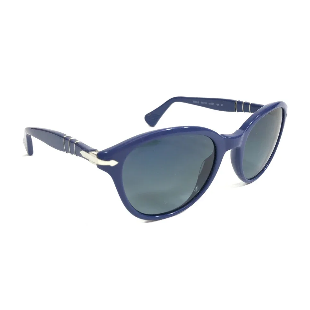 Persol Sunglasses 3025-S 962/S3 Blue Silver Frames with Blue Polarized Lenses